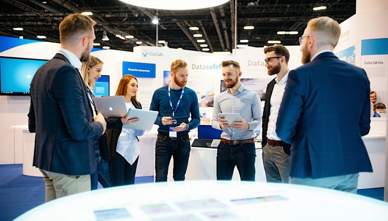 Professional team discussing data safety solutions at Datasafe World Professional team discussing data safety solutions at Datasafe World